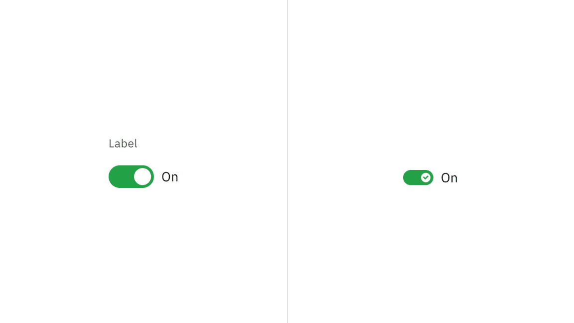 Default and small toggle variants